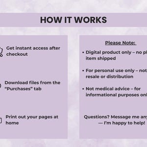 Instructions for ADHD Budget Planner digital download showing how to access, download, and print or edit on Canva instantly.