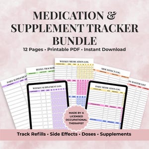 Medication Tracker + Log Bundle, Printable Medication Schedule & Chart, Daily and Weekly Medicine Tracker, Pill and Supplement Log PDF