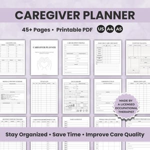 Caregiver Planner Printable PDF, Daily Checklist & Logbook, Elder Care Organizer, Editable Home Health Forms, Medical Binder Template