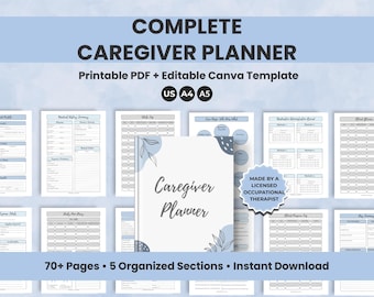 Caregiver Planner, Senior Care, Medical Tracker (Printable PDF, Editable Canva)