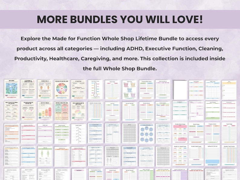 Occupational therapist planner bundle with multiple printable tools for caregiving and health tracking