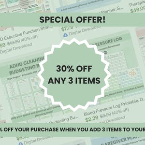ADHD planner bundle discount offer showing multi-item savings promotion