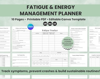 Chronic Fatigue & Energy Management Planner, Spoonie Journal, Symptom Tracker (Printable PDF)