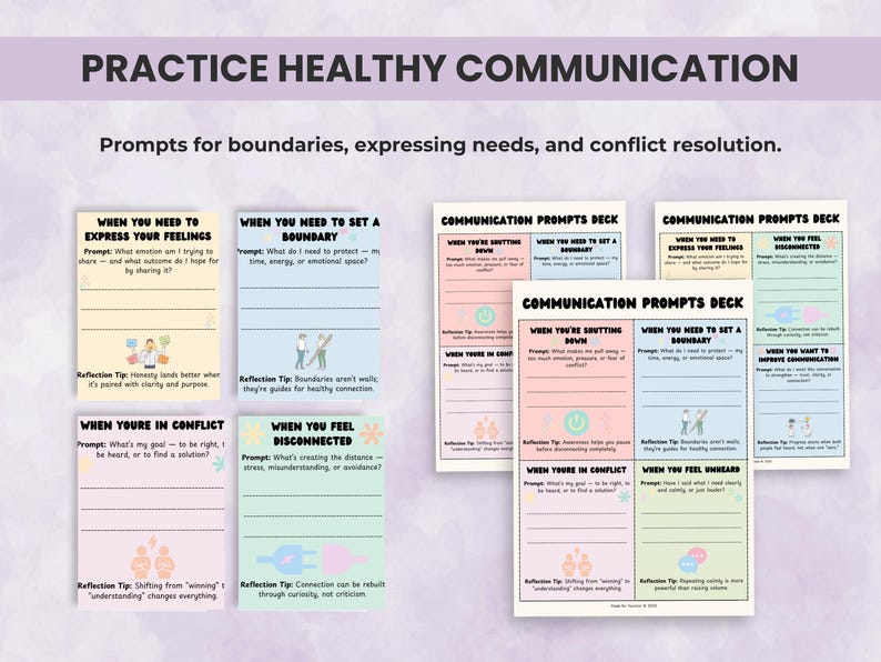 Communication Prompt Cards to support executive functioning and emotional regulation through scripts for boundaries, conflict resolution, and expressing needs.