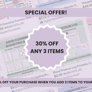 Caregiver planner promotional slide with discount and bundle offer details