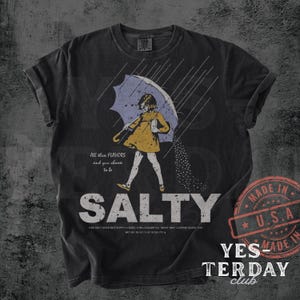 Salty Girl tee women vintage comfort colors shirt, Salty girl summer graphic tee outfit, Retro salty girl shirt women casual wear, Comfort Colors women vintage style t-shirt, Sassy salty girl graphic top summer, Trendy casual women summer tee, salty girl shirt, ladies summer tee, summer outfit women, vintage style tee, gift for her, retro tee, round neck tee, sassy graphic top, short sleeve tee, trendy casual tee, summer graphic tee, comfort colors women shirt.