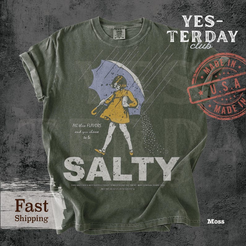 salty girl shirt, ladies summer tee, summer outfit women, vintage style tee, gift for her, retro tee, round neck tee, sassy graphic top, short sleeve tee, trendy casual tee, summer graphic tee, comfort colors women shirt.