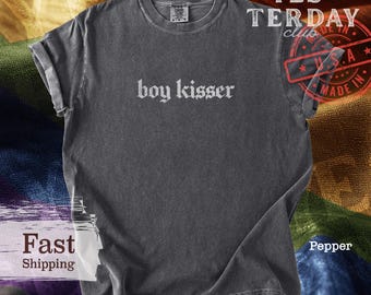 Boy Kisser Shirt, Gothic Old English Pride Tee, Unisex Comfort Colors Streetwear - YC50382