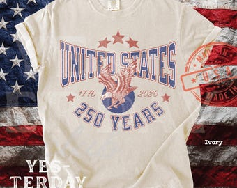 USA 250th Shirt, Retro Collegiate Eagle Tee, Independence Day, 4th of July Tee - YC50164
