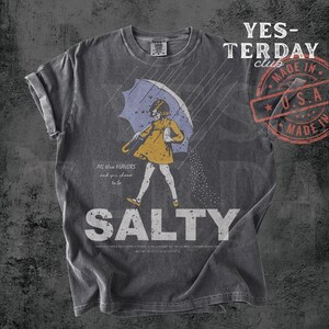 salty girl shirt, ladies summer tee, summer outfit women, vintage style tee, gift for her, retro tee, round neck tee, sassy graphic top, short sleeve tee, trendy casual tee, summer graphic tee, comfort colors women shirt.