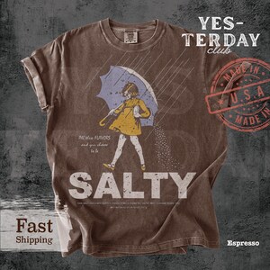 salty girl shirt, ladies summer tee, summer outfit women, vintage style tee, gift for her, retro tee, round neck tee, sassy graphic top, short sleeve tee, trendy casual tee, summer graphic tee, comfort colors women shirt.