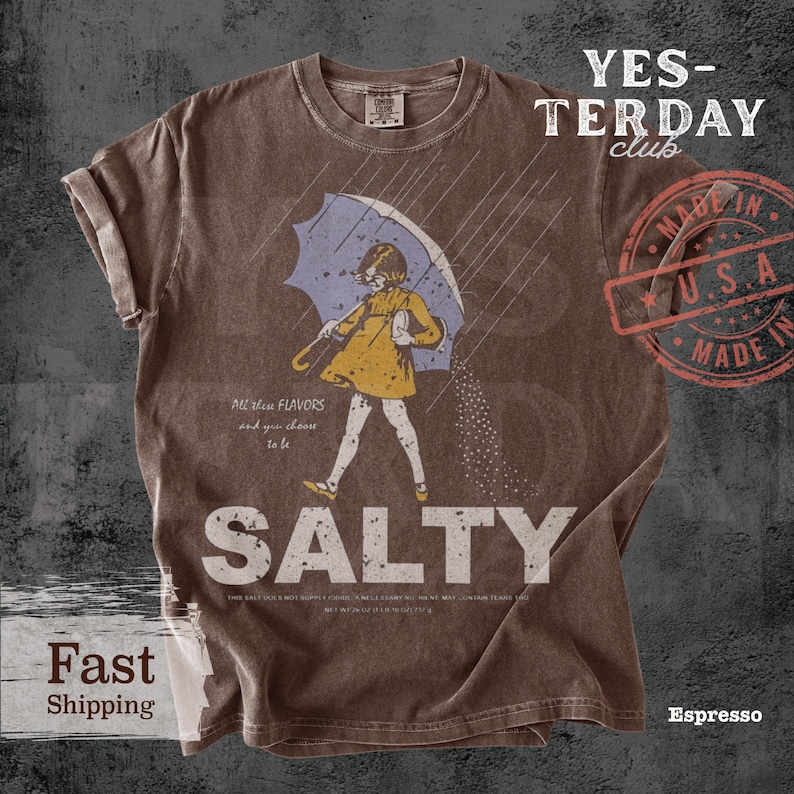 salty girl shirt, ladies summer tee, summer outfit women, vintage style tee, gift for her, retro tee, round neck tee, sassy graphic top, short sleeve tee, trendy casual tee, summer graphic tee, comfort colors women shirt.