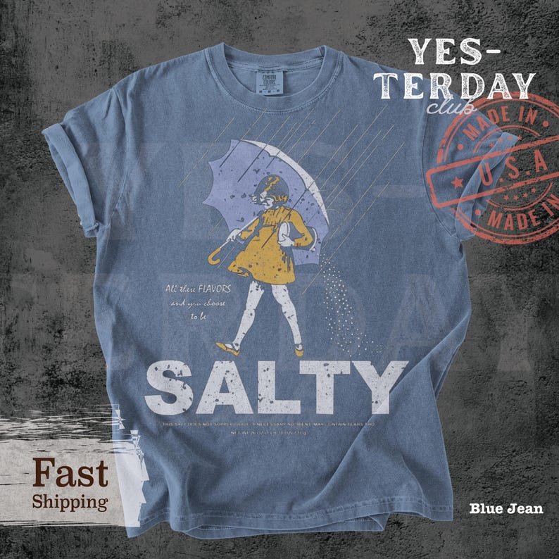 salty girl shirt, ladies summer tee, summer outfit women, vintage style tee, gift for her, retro tee, round neck tee, sassy graphic top, short sleeve tee, trendy casual tee, summer graphic tee, comfort colors women shirt.