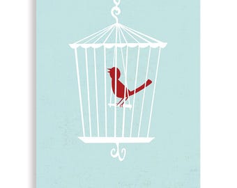 Bird Cage, Bird Art, Bird Poster