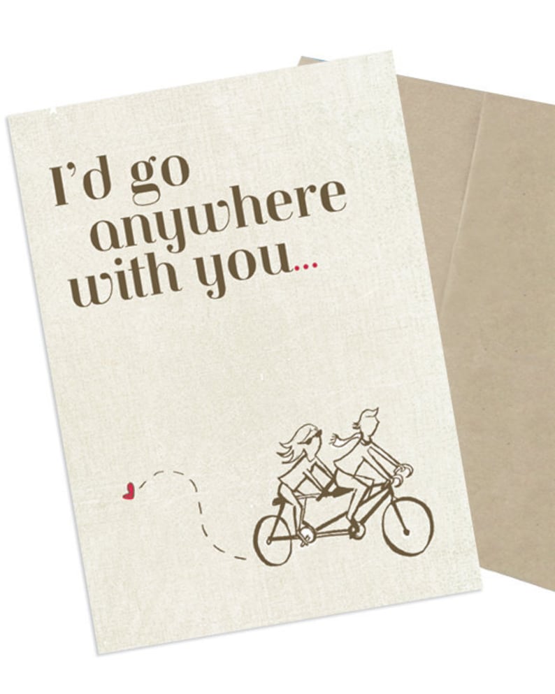 Couples Card, Couples Greeting Card, Anniversary Card, I'd Go Anywhere With You, 5x7 image 1