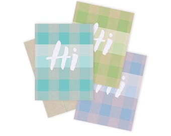 Hi Plaid Notecard Sets - 3 Color Options