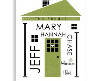 Family Wall Art, Custom Family Art, Personalized Family Art, Custom House Gift, Housewarming Gift, Custom Wedding Gift