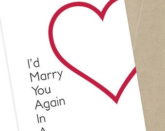 Anniversary Card | I'd Marry You Again | Couples Card  | 5x7 Greeting Card