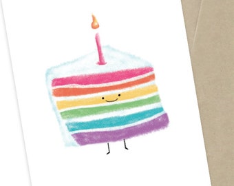 Birthday Card, Cute Cake Greeting Card