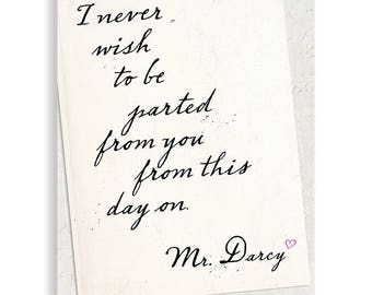 Mr. Darcy citeer, Mr. Darcy Art, Mr. Darcy liefde nota, kunst van Jane Austen, Jane Austen citaat, stijl van de oude wereld