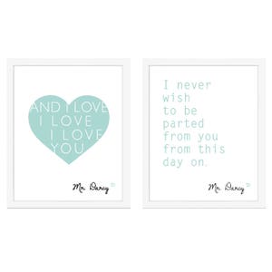 Mr. Darcy quotes, Mr. Darcy Art, Jane Austen Art, Set of 2 8x10 Art Prints image 1