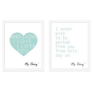 Mr. Darcy quotes, Mr. Darcy Art, Jane Austen Art,  Set of 2 - 8x10 Art Prints