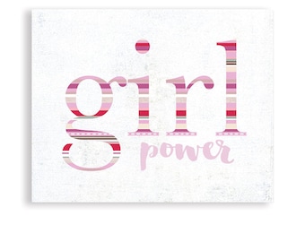 Girl Power, Art Print, Pink Art, Girl Bedroom Art, Nursery Art, New Baby Art