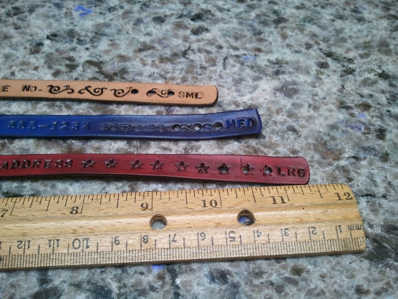 phone number etc Custom leather cat collar Name stamped in leather FREE shipping in USA address