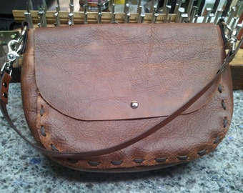 Rustic style Handmade Kodiak leather shoulder bag