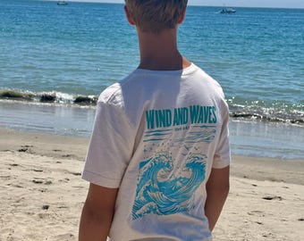 Camiseta cristiana "Viento y olas", Marcos 4:41, unisex