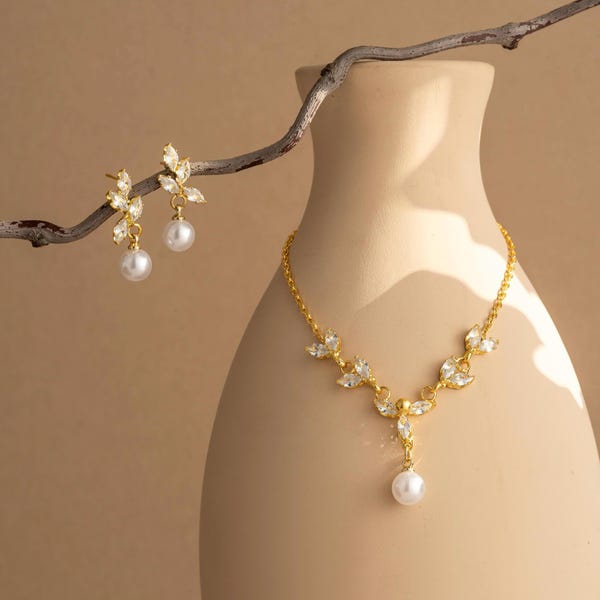 Delicaat diamanten blad bruiloft sieraden set, bruids bruidsmeisje sieraden set cadeau, Moederdagcadeau