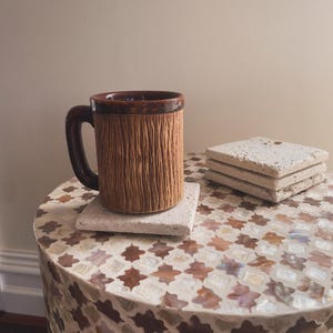Handcrafted Travertine Coaster Set