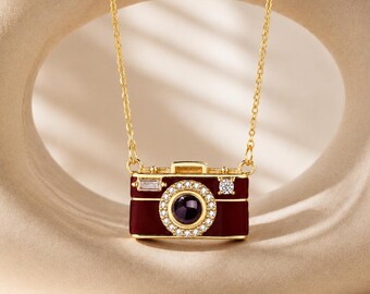 Custom Photo Camera Projection Necklace, Personalized Picture Memory Pendant, Unique Photographer Gift, Anniversary Keepsake for Women
