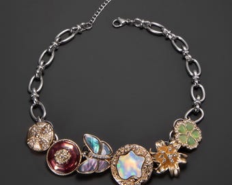 Vintage Choker: Edelstein Schmetterling Fairycore Y2K Schmuck