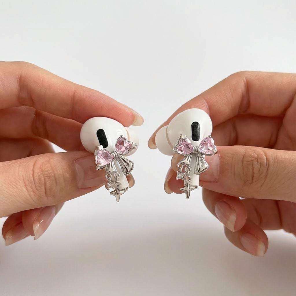 Pink Zirconia Butterfly Bow Charm