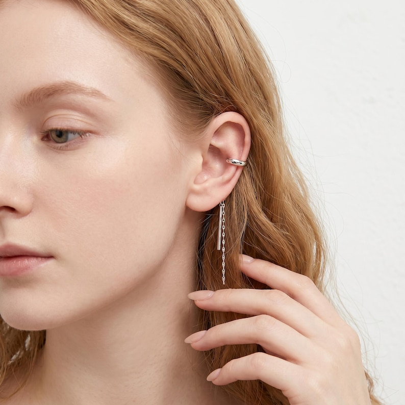 Ear Waps Elegant Ear Wrap Featuring Shining Cuffs and Long Sparkling Tassels, a ...