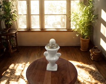 Vintage Avon Milk Glass Urn Bottle • 1970s Charisma Bath Oil Decanter