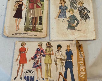 1970s Simplicity Sewing Patterns Trio | Tunics, Knit Set, Caftan Pants
