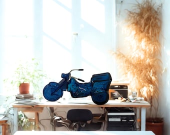 Decanter vintage Avon Road Runner Wild Country / Bottiglia blu cobalto a forma di motocicletta/triciclo / Da collezione anni '60-'70