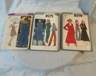 1970s Simplicity Sewing Patterns: Halter Dress, Sportswear, Blazer Separates