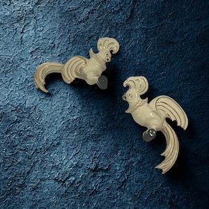 Pair of Cockatoo Wall Plaques • Ceramic Arts Studio • Vintage MCM Betty Harrington