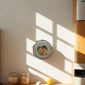 Octagonal Italian Ceramic Plate • Hand-Painted Bassano Fruit Relief Decor