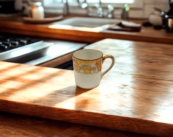 Vintage Noritake Japan Demitasse Cup – Heavy Gold Trim, M Wreath Backstamp, Early 1900s