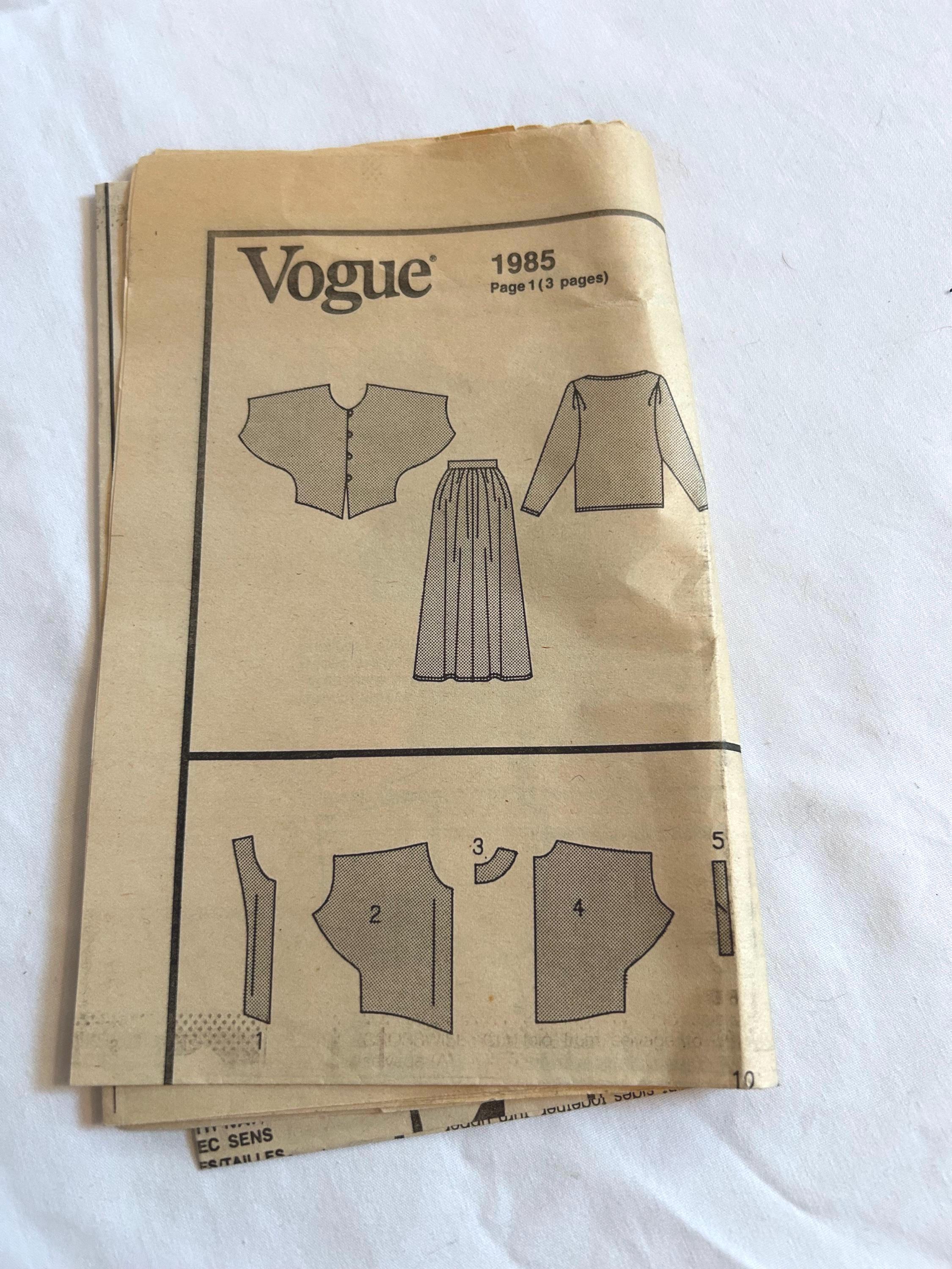 Vintage Vogue Sewing Pattern From 1985 - Etsy