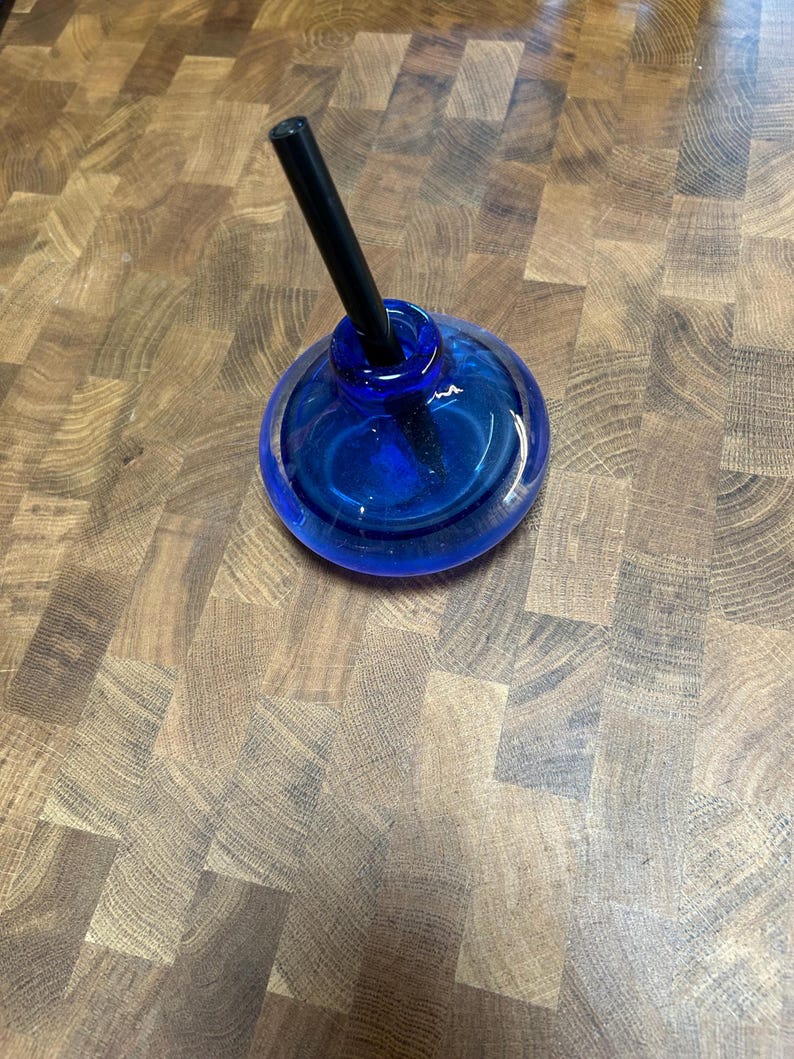 Vintage Black Lacquer Fountain Pen & Cobalt Blue Glass Inkwell – Gold Accents, 1970s–80s Style image 7