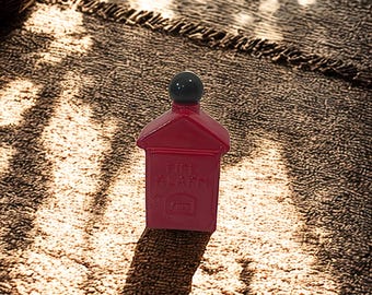 Vintage Avon Fire Alarm Box Cologne Bottle | Red Glass Decanter 1975, Retro Fireman Collectible