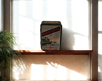 Vintage Remington “First in the Field” Collectible Tin • Wildlife Ducks Art • Outdoorsman Storage Tin
