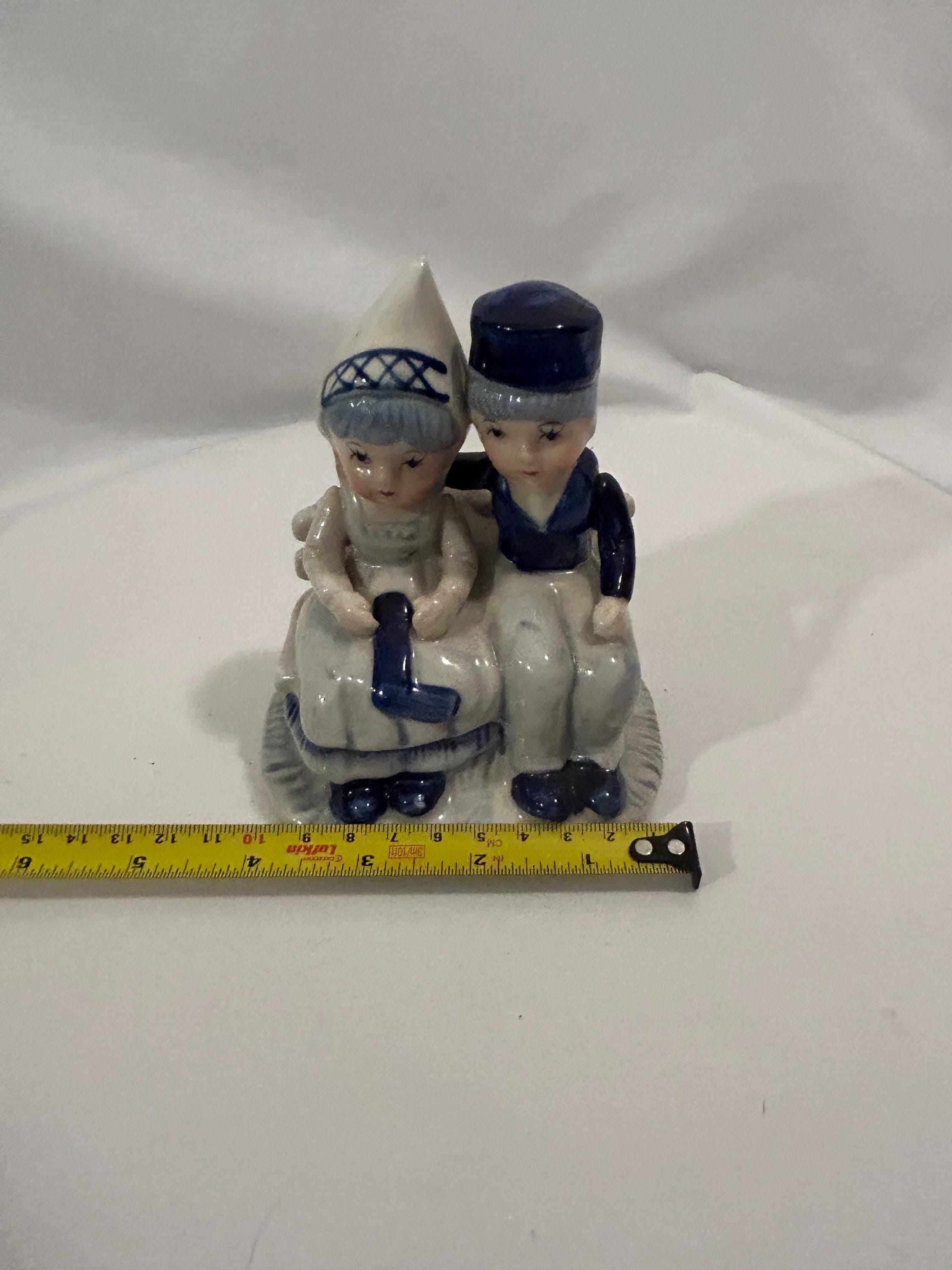 Vintage Delft Blue Dutch Couple Figurine • Hand-painted Holland