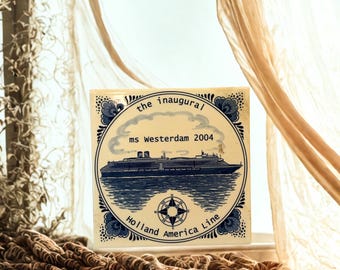 Royal Goedewaagen Delft Blue Tile | Holland America Line MS Westerdam 2004 Inaugural Cruise Souvenir