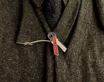 Patriotic Ribbon Tie Tack | God Bless America Pin with American Flag